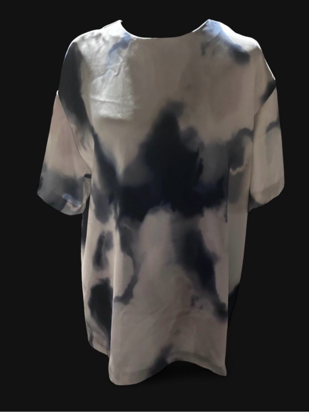 H&M Oversized White & Black Tie Dye Satin Blouse